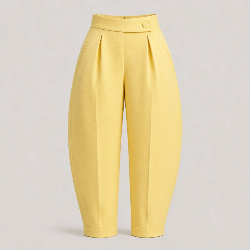 Butter-yellow barrel trousers